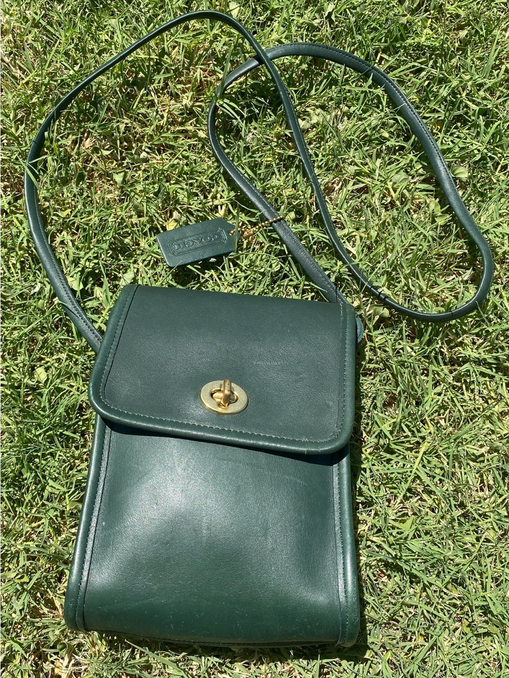 Rare Vintage Coach Forest Green Scooter Leather Crossbody Bag 9893 - Picture 16 of 16